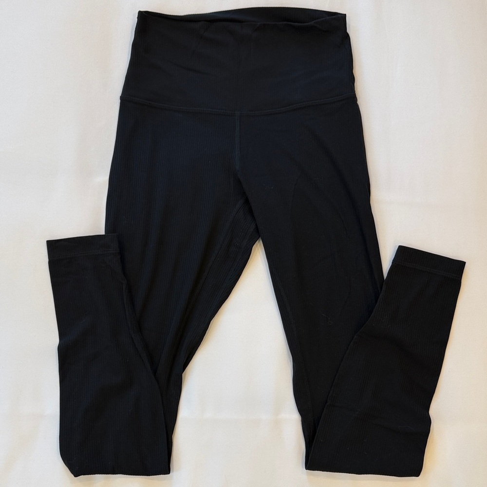 Lululemon Sz 4 - 28” Black High-Waist Ribbed Leggings